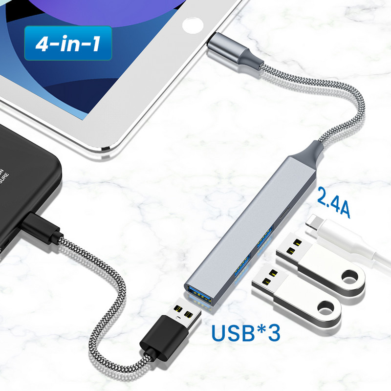 4u1 USB HUB Docking Station za iPhone 8-Pin to USB/Lighting Mobile Phone USB OTG Adapter s Powered HUB Dock za ipad iPhone