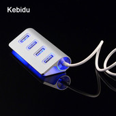 kebidu High Speed Mini 4 porta Plavo LED svjetlo USB Hub Splitter Aluminium Power for Apple Mac Macbook Laptop Desktop PC Computer