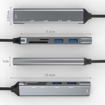 USB-A хъб USB хъб 3 0 сплитер 3 порта USB3.0/2.0 с TF/SD четец на карти високоскоростен трансфер на данни за компютър лаптоп Macbook компютър