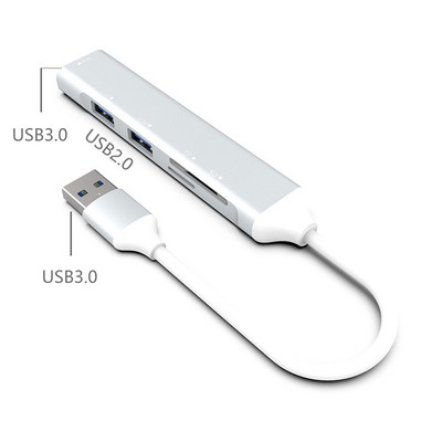 USB-A centrmezgls USB HUB 3 0 sadalītājs 3 ports USB3.0/2.0 ar TF/SD karšu lasītāju liela ātruma datu pārsūtīšana datoram klēpjdatoram Macbook datoram