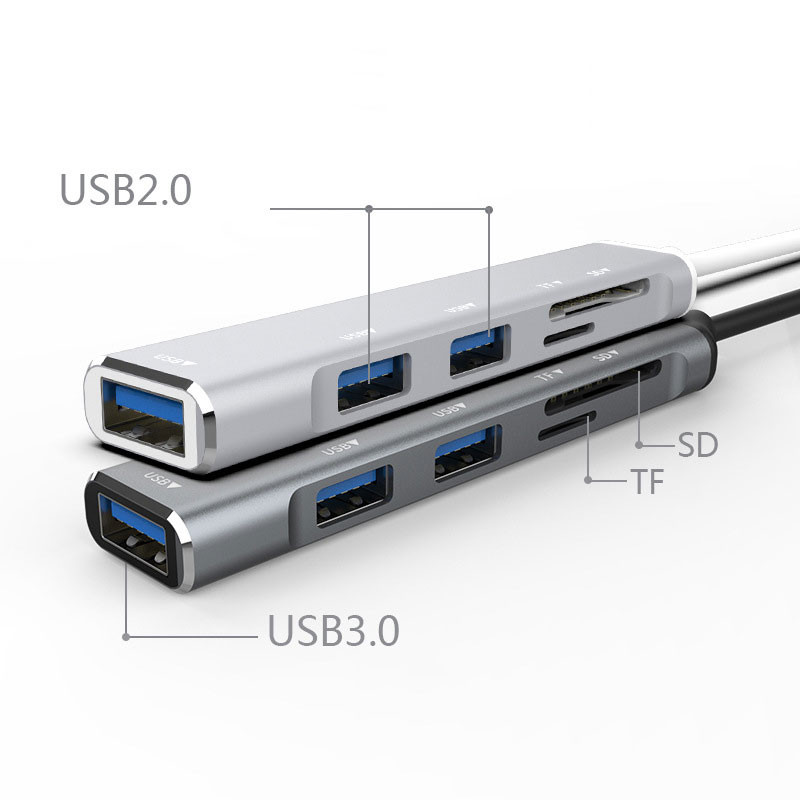 USB-A centrmezgls USB HUB 3 0 sadalītājs 3 ports USB3.0/2.0 ar TF/SD karšu lasītāju liela ātruma datu pārsūtīšana datoram klēpjdatoram Macbook datoram