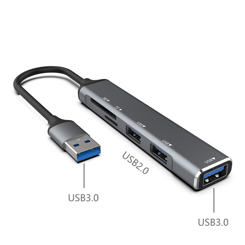 USB-A centrmezgls USB HUB 3 0 sadalītājs 3 ports USB3.0/2.0 ar TF/SD karšu lasītāju liela ātruma datu pārsūtīšana datoram klēpjdatoram Macbook datoram