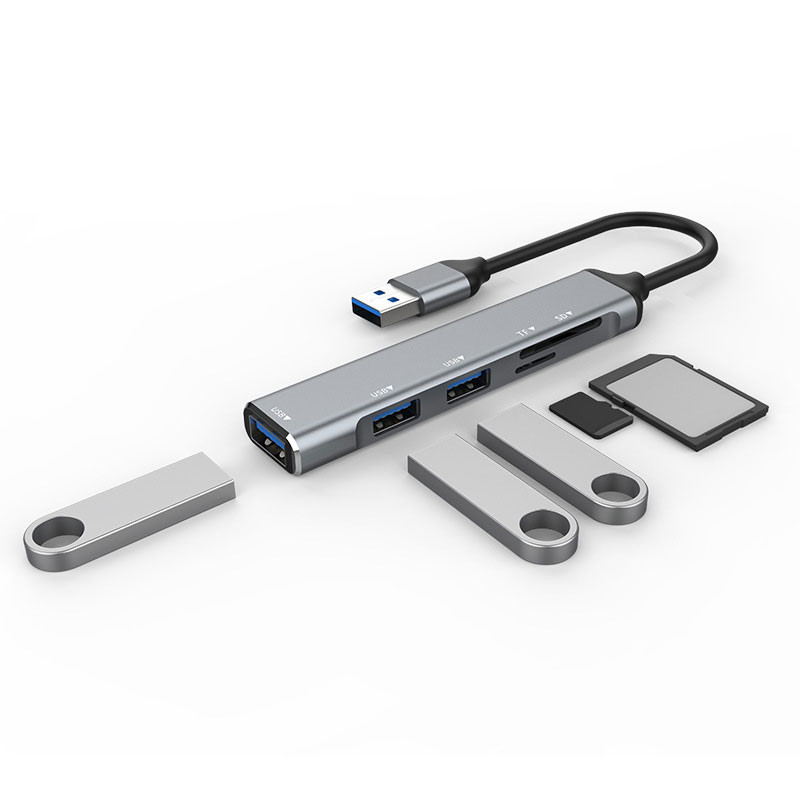 USB-A centrmezgls USB HUB 3 0 sadalītājs 3 ports USB3.0/2.0 ar TF/SD karšu lasītāju liela ātruma datu pārsūtīšana datoram klēpjdatoram Macbook datoram