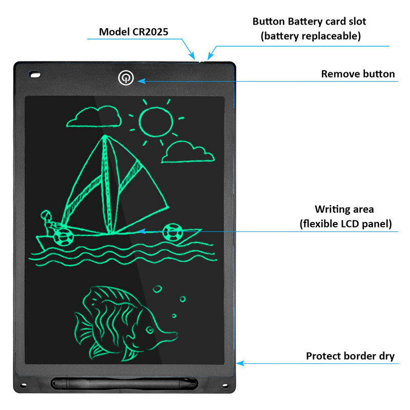 12 colių rašymo lenta piešimo planšetinis kompiuteris LCD ekranas tapybos planšetinis kompiuteris skaitmeninis grafinis planšetinis kompiuteris vaikams elektroninis rašysenos bloknotas žaislai