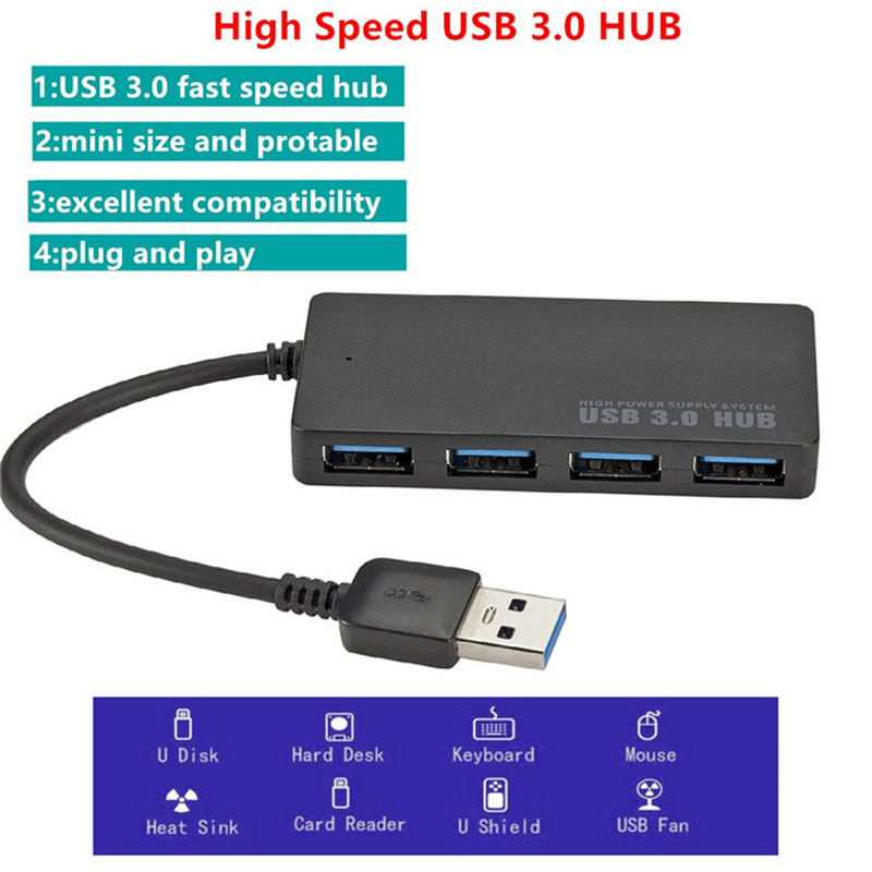 Nagy sebességű USB 3.0 2.0 HUB Multi USB Splitter 4 portos bővítő Több USB bővítő Számítógép-tartozékok Laptop PC-hez