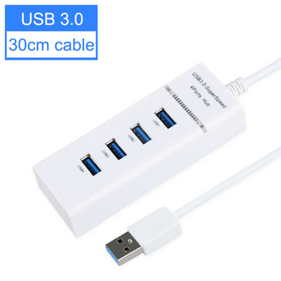 USB 3.0 HUB 4 porti 2.0 3.0 USB sadalītāja ātrgaitas vairāku adapteru paplašinātāja kabelis galddatoru klēpjdatoru piederumiem