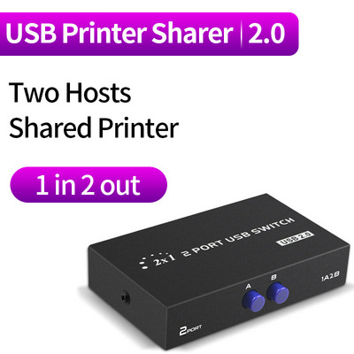 4 prievadų USB 2.0 bendrinimo jungiklis 4 arba 2 viename spausdintuvo kabelio adapterio dėžutė, skirta asmeniniam skaitytuvui spausdintuvui nešiojamam kompiuteriui staliniam kompiuteriui