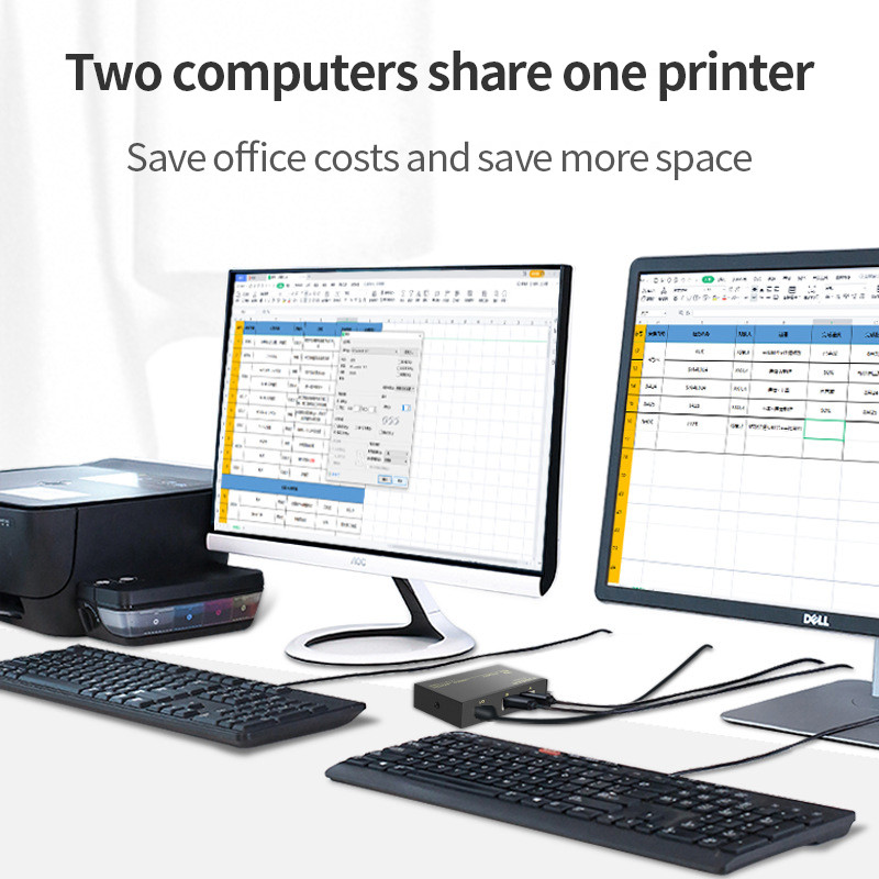 4 prievadų USB 2.0 bendrinimo jungiklis 4 arba 2 viename spausdintuvo kabelio adapterio dėžutė, skirta asmeniniam skaitytuvui spausdintuvui nešiojamam kompiuteriui staliniam kompiuteriui