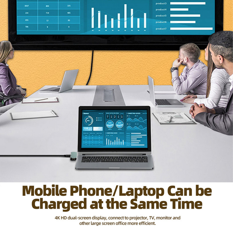 FONKEN 4 u 1 USB C HUB za Macbook Pro Air M1 M2 Type-C Extension Hub 3.5mm Jack adapter za slušalice USB 3.0 2.0 kabel pretvarač