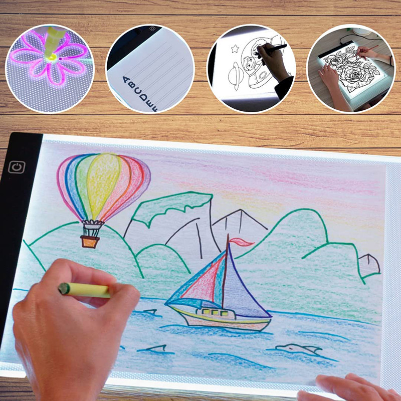 A4 LED gaismas spilventiņš dimanta gleznošanai, ar USB darbināms gaismas dēlis digitālās grafikas planšetdators zīmēšanas paliktņa mākslas gleznošanai