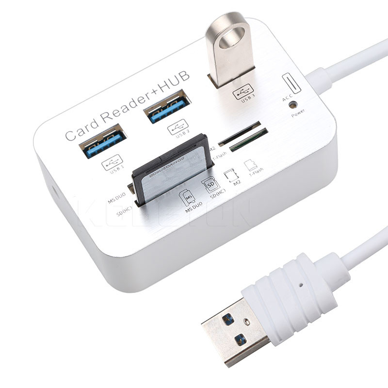 kebidu Micro Hub USB 3.0 kombinált 3 portos kártyaolvasó, több USB-elosztó kombó, minden egyben PC számítógép-kiegészítők