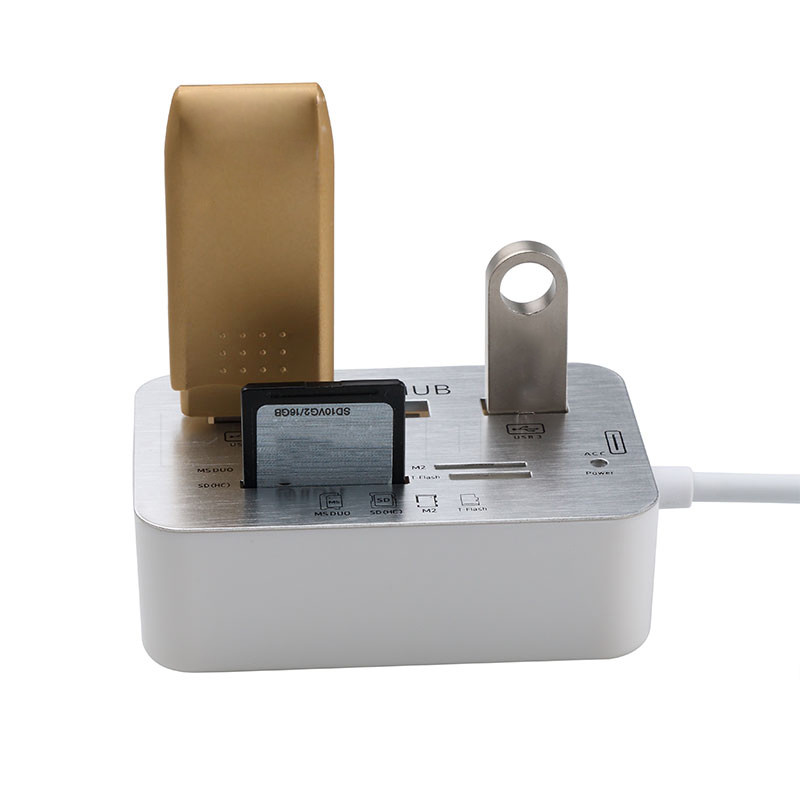 kebidu Micro Hub USB 3.0 kombinált 3 portos kártyaolvasó, több USB-elosztó kombó, minden egyben PC számítógép-kiegészítők