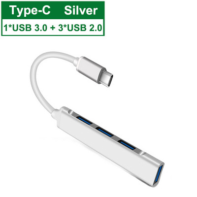 USB C HUB 3.0 3.1 C tipo 4 prievadų kelių skirstytuvų adapteris OTG, skirtas Xiaomi Lenovo Macbook Pro Air PC nešiojamojo kompiuterio priedai