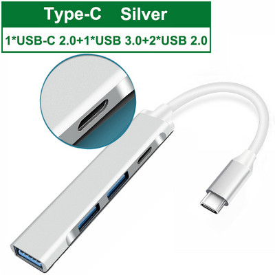 USB C HUB 3.0 3.1 C tipo 4 prievadų kelių skirstytuvų adapteris OTG, skirtas Xiaomi Lenovo Macbook Pro Air PC nešiojamojo kompiuterio priedai