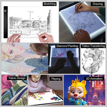 A4 Tablet за рисуване USB Led Light Pad Tracing Copy Board Детска играчка Инструмент за диамантено рисуване Образователни детски креативни подаръци
