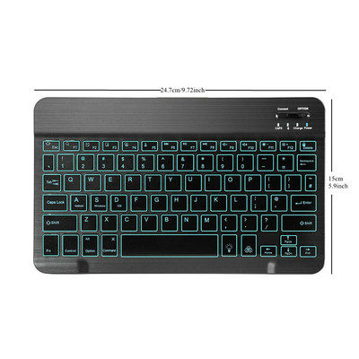 Πληκτρολόγιο Bluetooth 7 χρωμάτων RGB Επαναφορτιζόμενο Ασύρματο πληκτρολόγιο με οπίσθιο φωτισμό για iPad mini Air Pro για Android Widows Phone Tablet