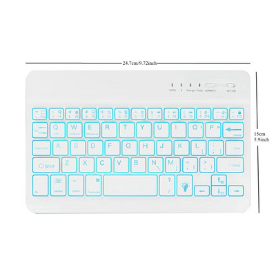Πληκτρολόγιο Bluetooth 7 χρωμάτων RGB Επαναφορτιζόμενο Ασύρματο πληκτρολόγιο με οπίσθιο φωτισμό για iPad mini Air Pro για Android Widows Phone Tablet