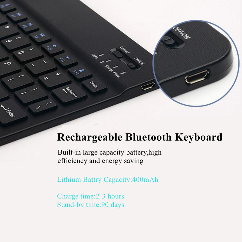 7 spalvų RGB Bluetooth klaviatūra Įkraunama apšviesta belaidė klaviatūra, skirta iPad mini Air Pro, skirta Android Widows telefono planšetiniam kompiuteriui