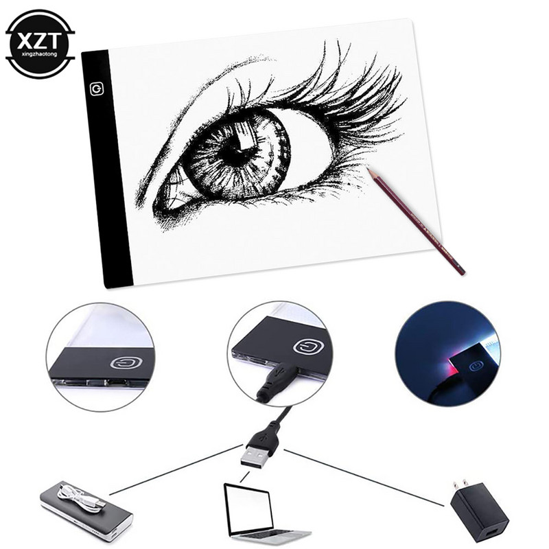 Digitális grafikus tábla A4-es LED Artist vékony hordozható elektronikus művészi rajzsablonos rajztábla könnyű másolólap nyomkövető írósablon