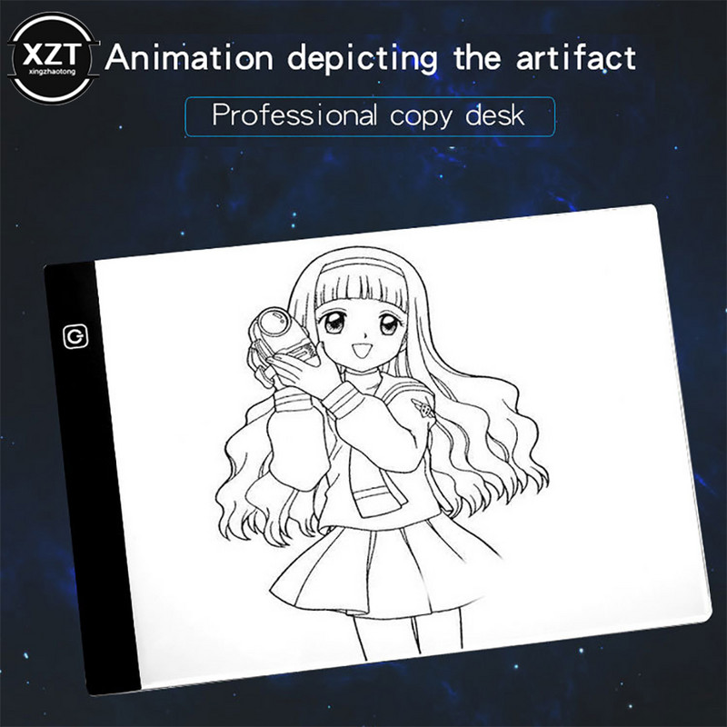 Digitális grafikus tábla A4-es LED Artist vékony hordozható elektronikus művészi rajzsablonos rajztábla könnyű másolólap nyomkövető írósablon