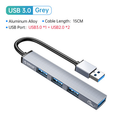 ORICO USB 3.0 HUB 4 priključka Aluminij Typc-c na USB 3.0 HUB 5Gbps velike brzine Multi Type C Splitter Ultra-Slim OTG adapter za PC