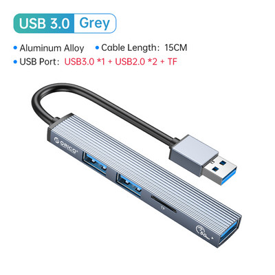 ORICO USB 3.0 HUB 4 priključka Aluminij Typc-c na USB 3.0 HUB 5Gbps velike brzine Multi Type C Splitter Ultra-Slim OTG adapter za PC