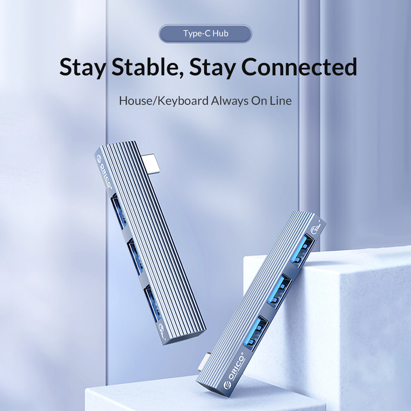 ORICO USB 3.0 HUB 4 priključka Aluminij Typc-c na USB 3.0 HUB 5Gbps velike brzine Multi Type C Splitter Ultra-Slim OTG adapter za PC