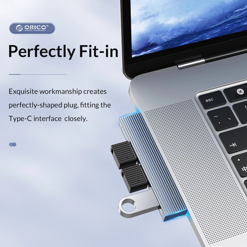 ORICO USB 3.0 HUB 4 priključka Aluminij Typc-c na USB 3.0 HUB 5Gbps velike brzine Multi Type C Splitter Ultra-Slim OTG adapter za PC