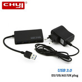 CHYI USB 3.0 Hub Multi In One 4 Θύρες USB3.0 Hab Splitter με εξωτερικό προσαρμογέα ρεύματος Combo Αξεσουάρ υπολογιστή για υπολογιστή Macbook
