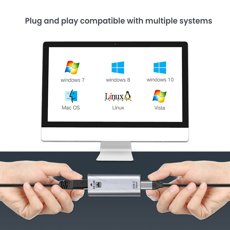 1000M USB C väline võrgukaart ilma juhtmeta Type-C to RJ45 konverteri Etherneti LAN-adapteri USB-jaoturi Windows Android Mac OS jaoks
