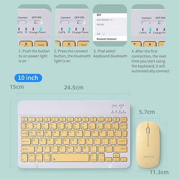 Руска Bluetooth безжична клавиатура за таблет ipad клавиатура и мишка Mini Russian Keyboard Kit за ipad Pro 12 9 Air 4 S6 Lite