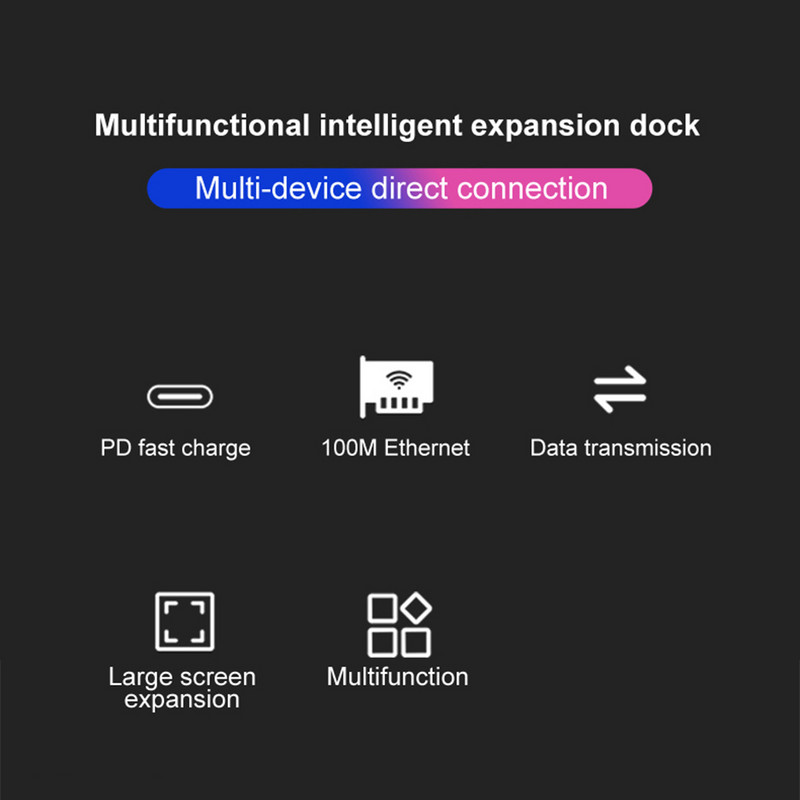 5 az 1-ben USB C hub többportos adapter HDMI 4K kimenettel USB 3.0 2.0 RJ45 Ethernet USB C PD töltőport 5 port