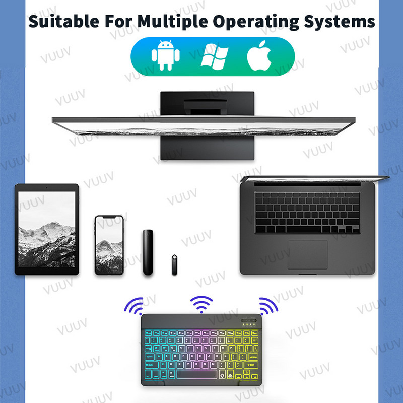 Rainbow Backlit iPad tipkovnica za tablet telefon prijenosno računalo španjolski ruski portugalski bežična Bluetooth tipkovnica za Xiaomi Samsung