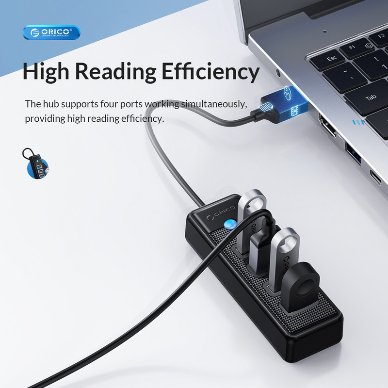 ORICO 4 portos USB elosztó USB 3.0 5 Gbps nagy sebességű multi USB A Splitter USB adapter PC-hez Macbook Pro Tartozékok ABS