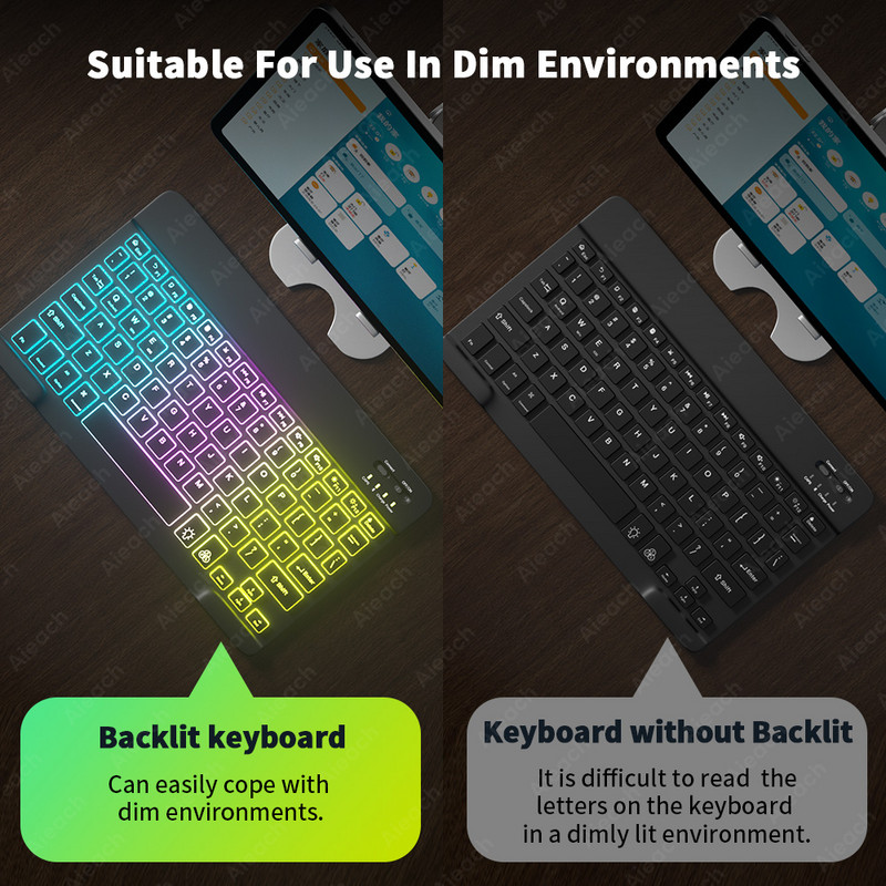 Za iPad Tipkovnica s pozadinskim osvjetljenjem Bežična tipkovnica Bluetooth-kompatibilna Za Samsung Xiaomi Huawei Apple Phone Laptop Tablet Tipkovnica
