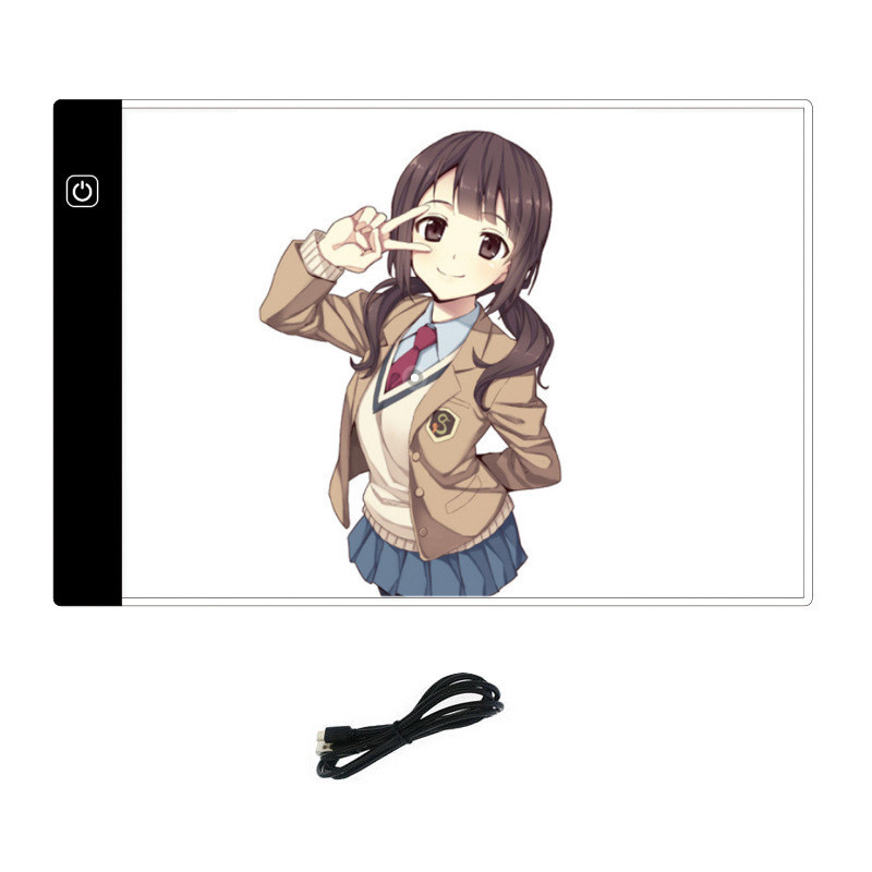 Нова копирна дъска с размер A4 3 нива с възможност за димиране Детски таблет за скициране Практична дъска за рисуване LED светлинна подложка за инструмент за играчка с диамантено рисуване