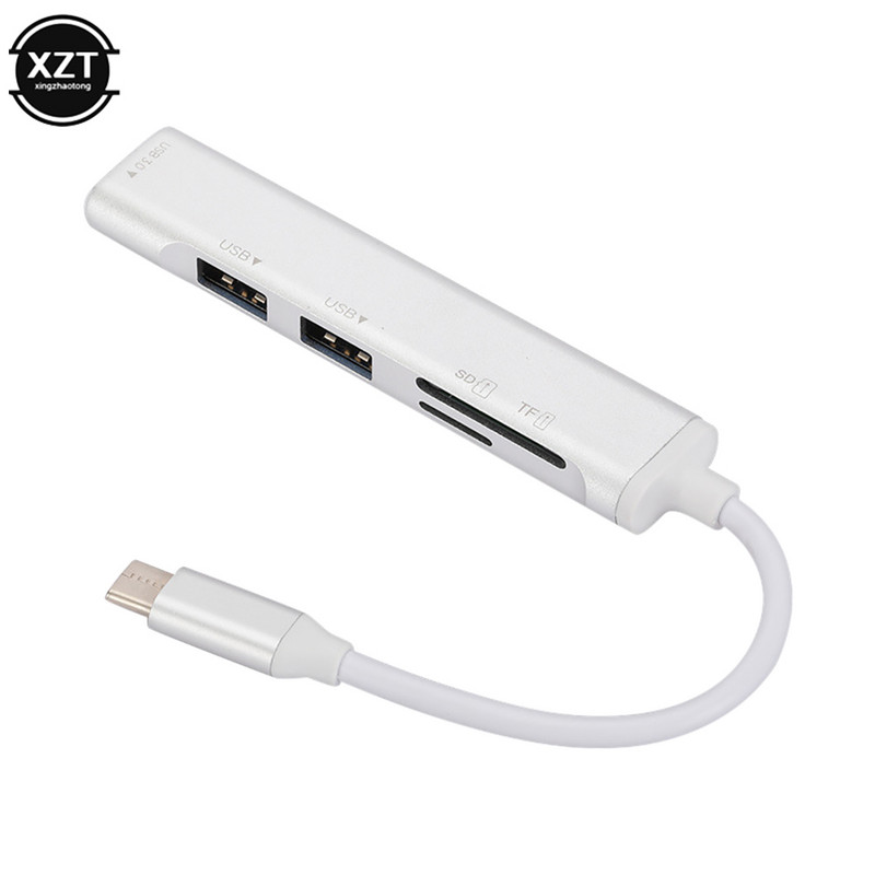 Többfunkciós USB 3.0 Type-c Splitter 5 az 1-ben bővítő dokkoló állomás USB3.0 hub USB 2.0 HUB TF/SD kártyaolvasóval