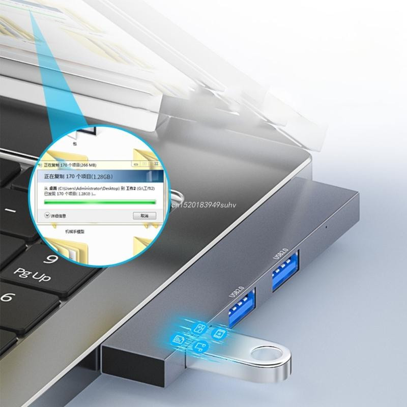 3-Port USB Hub 3.0 2.0 USB/Type C Splitter Prijenosno računalo Dodaci za prijenosna računala Aluminijska legura Multi Extender Gadget