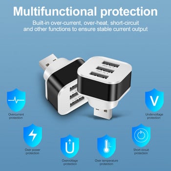 USB 2.0 HUB USB сплитер Multi USB Hab Multi 3 порта LED индикатор Адаптер за зареждане Множество USB2.0 конектор Захранващ адаптер HAB