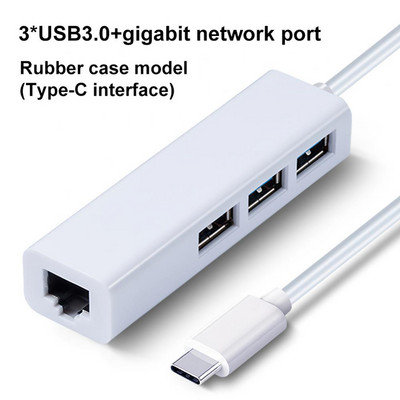Alumíniumötvözet Rj45 dongle 3 USB port 5gbps C típusú bővítő 1080p@60hz C típusú USB - Ethernet adapter Data Hub Usb-c hub