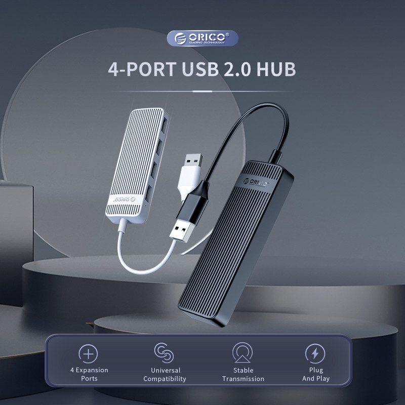 ORICO 4 prievadų USB 2.0 HUB Ultra Slim Super Speed Data HUB ABS mini USB skirstytuvas Kompiuterio priedai, skirti kompiuteriniam nešiojamam nešiojamajam kompiuteriui