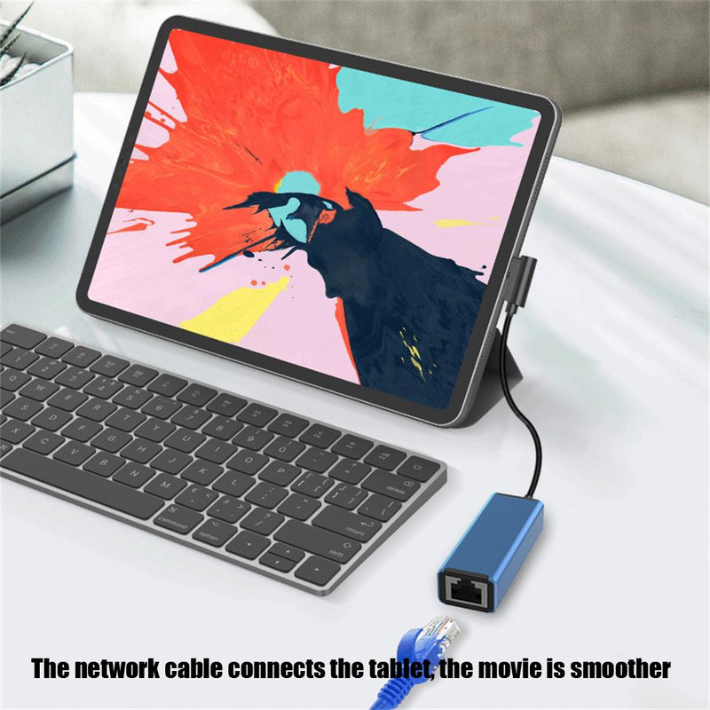 Nešiojamas C tipo į RJ45 tinklo adapteris Laidinis USB C Ethernet keitiklis, skirtas langui MAC OS Android HarmonyOS Chrome OS IPad OS
