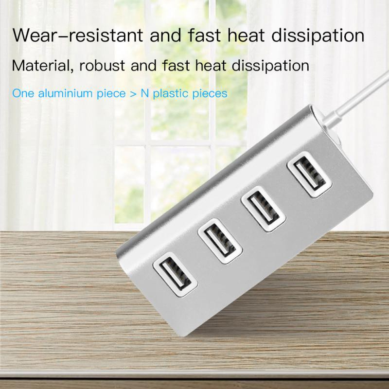 RYRA 4 az 1-ben USB 2.0 hub kábellel alumíniumötvözet USB elosztó adapter hordozható adat mini hub Macbook Air laptop PC táblagéphez