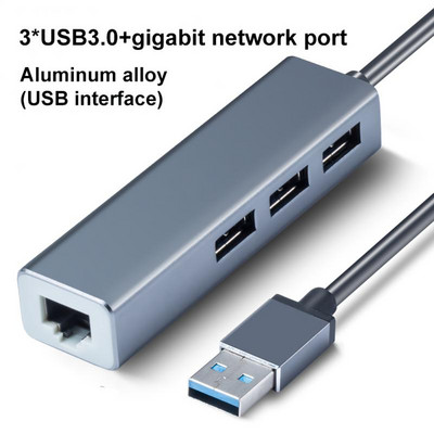 3 USB pieslēgvietas C tipa USB uz Ethernet adapteris 3.0 2.0 datu centrmezgls, C tipa dokstacija 5 gbps ar portatīvo saderīgo sadalītāju mini