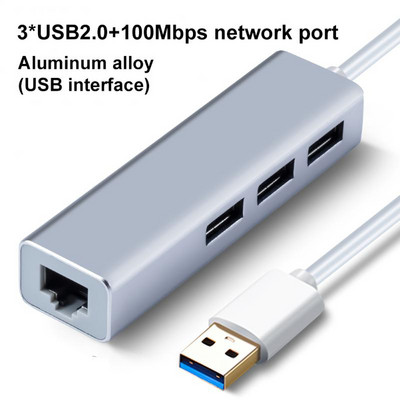 3 USB pieslēgvietas C tipa USB uz Ethernet adapteris 3.0 2.0 datu centrmezgls, C tipa dokstacija 5 gbps ar portatīvo saderīgo sadalītāju mini