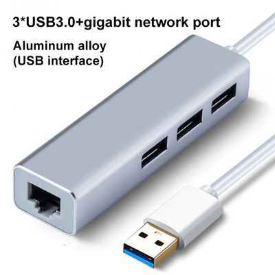 3 USB pieslēgvietas C tipa USB uz Ethernet adapteris 3.0 2.0 datu centrmezgls, C tipa dokstacija 5 gbps ar portatīvo saderīgo sadalītāju mini