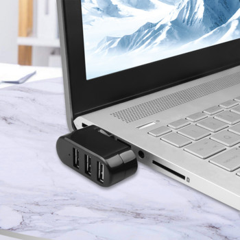 LccKaa Rotate Mini USB Hub 2.0 адаптер Високоскоростен U Disk Reader Splitter 3 порта USB 2.0 за компютър PC лаптоп Mac аксесоари