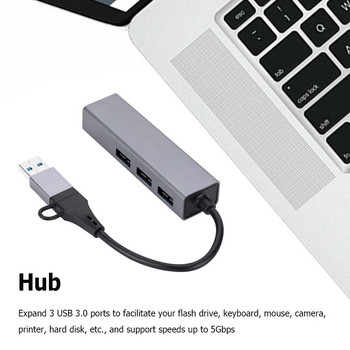 Προσαρμογέας Ethernet USB C σε RJ45 Hub Κράμα αλουμινίου USB C σε Ethernet RJ45 Lan Hub Adapter Υποστήριξη 10/100/1000Mbps Πρόσβαση δικτύου