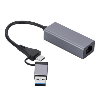 USB C į RJ45 šakotuvo eterneto adapteris aliuminio lydinys USB C į Ethernet RJ45 Lan šakotuvo adapterio palaikymas 10/100/1000 Mbps tinklo prieiga