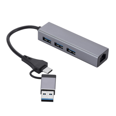 USB C į RJ45 šakotuvo eterneto adapteris aliuminio lydinys USB C į Ethernet RJ45 Lan šakotuvo adapterio palaikymas 10/100/1000 Mbps tinklo prieiga